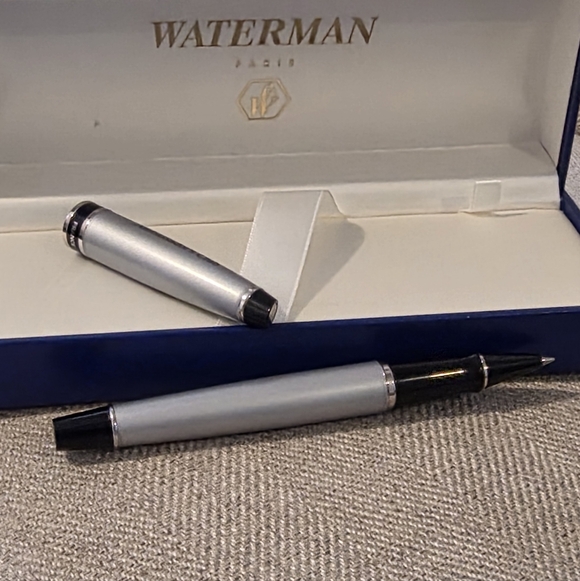 Waterman Brushed Chrome Ballpoint Pen & Box - Picture 6 of 12